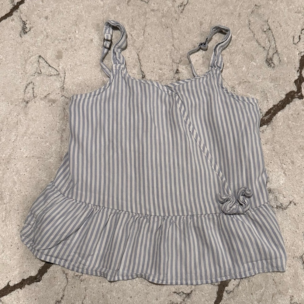 Abercrombie Kids Blue and White Ruffled Camisole Size 9-10